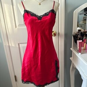 Victoria's Secret Red Chemise with Black Lace